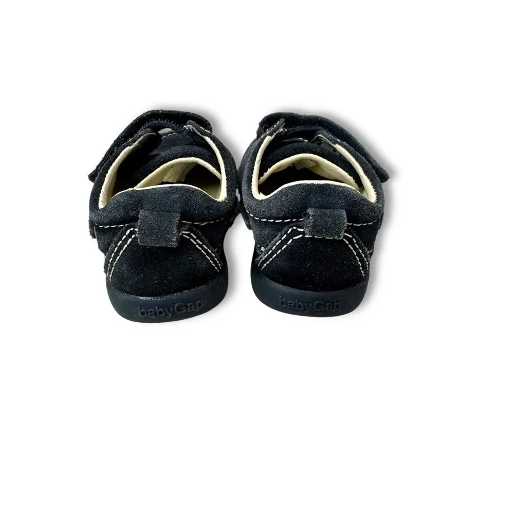 BabyGap Infant Boat Shoes Size 5 Blue Suede Hook Loop Strap